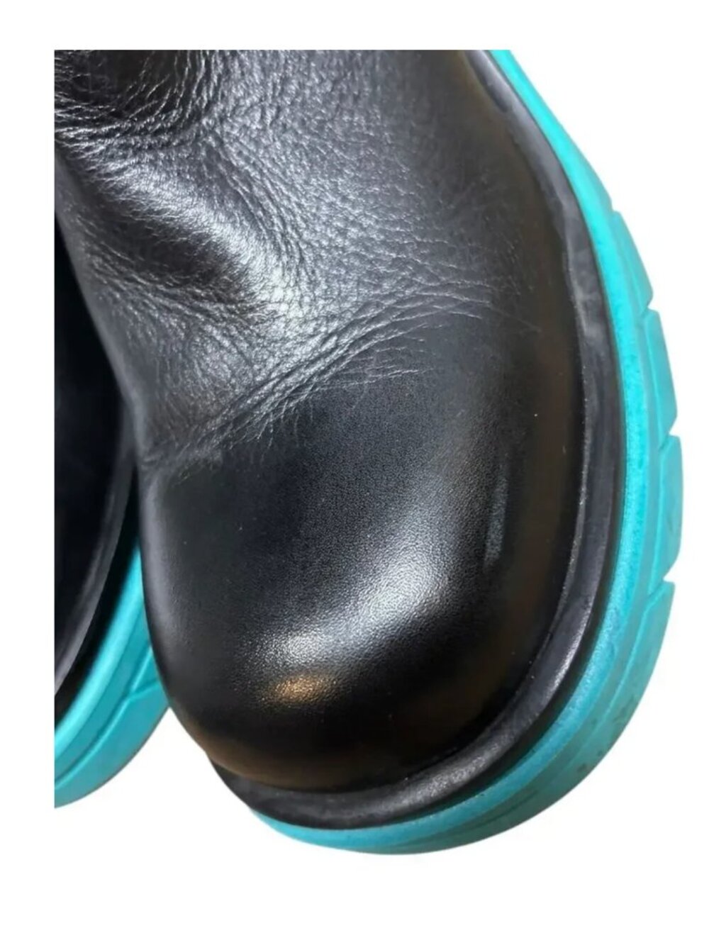 Steve Madden Dacy Tall Leather Boots Blue Black Chunky Platform size 9 Shoes - Picture 4 of 9
